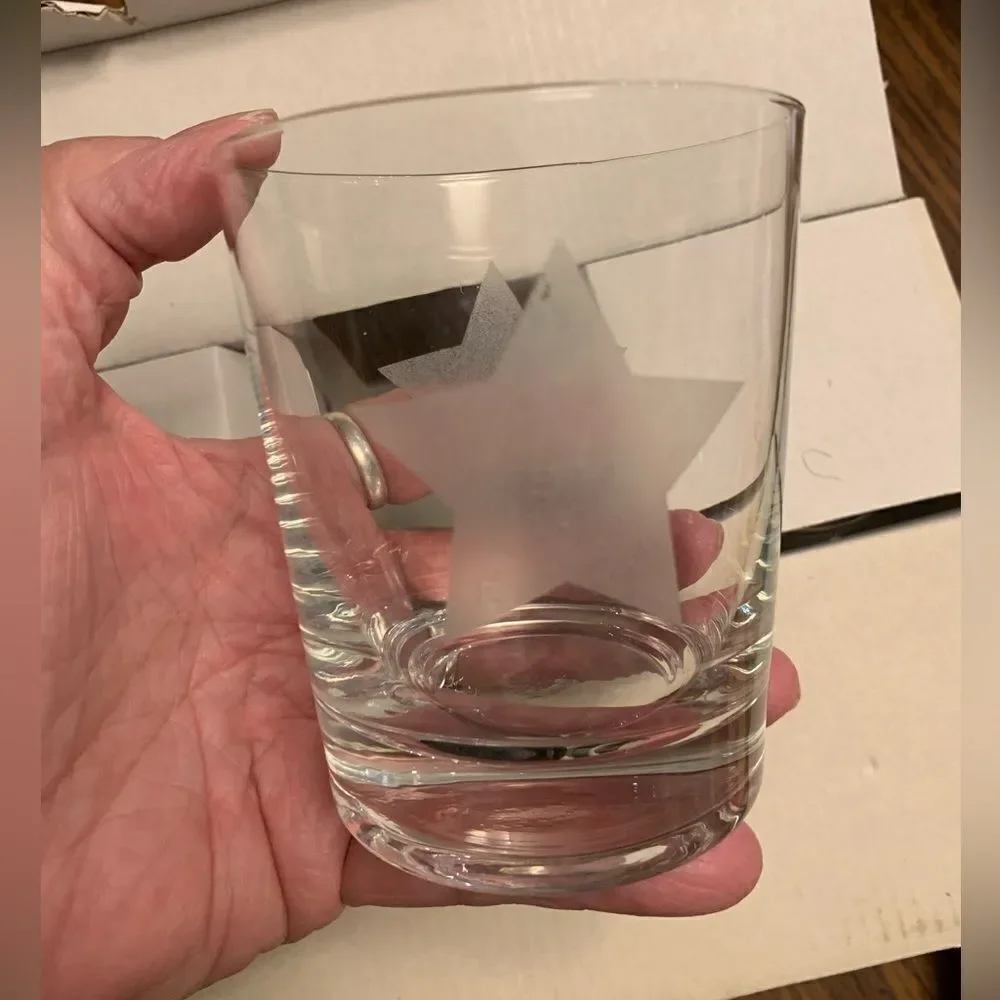 IKEA Godis Mix set of 6 glasses 7oz Low Ball Clear with star. NEW